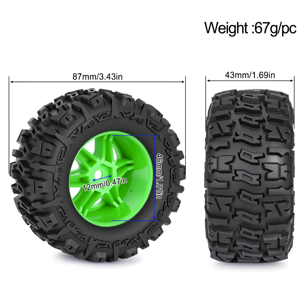 4 Adet 87mm Off-Road RC Lastik - Rc Truck Monster incelemesi ve fiyatı
