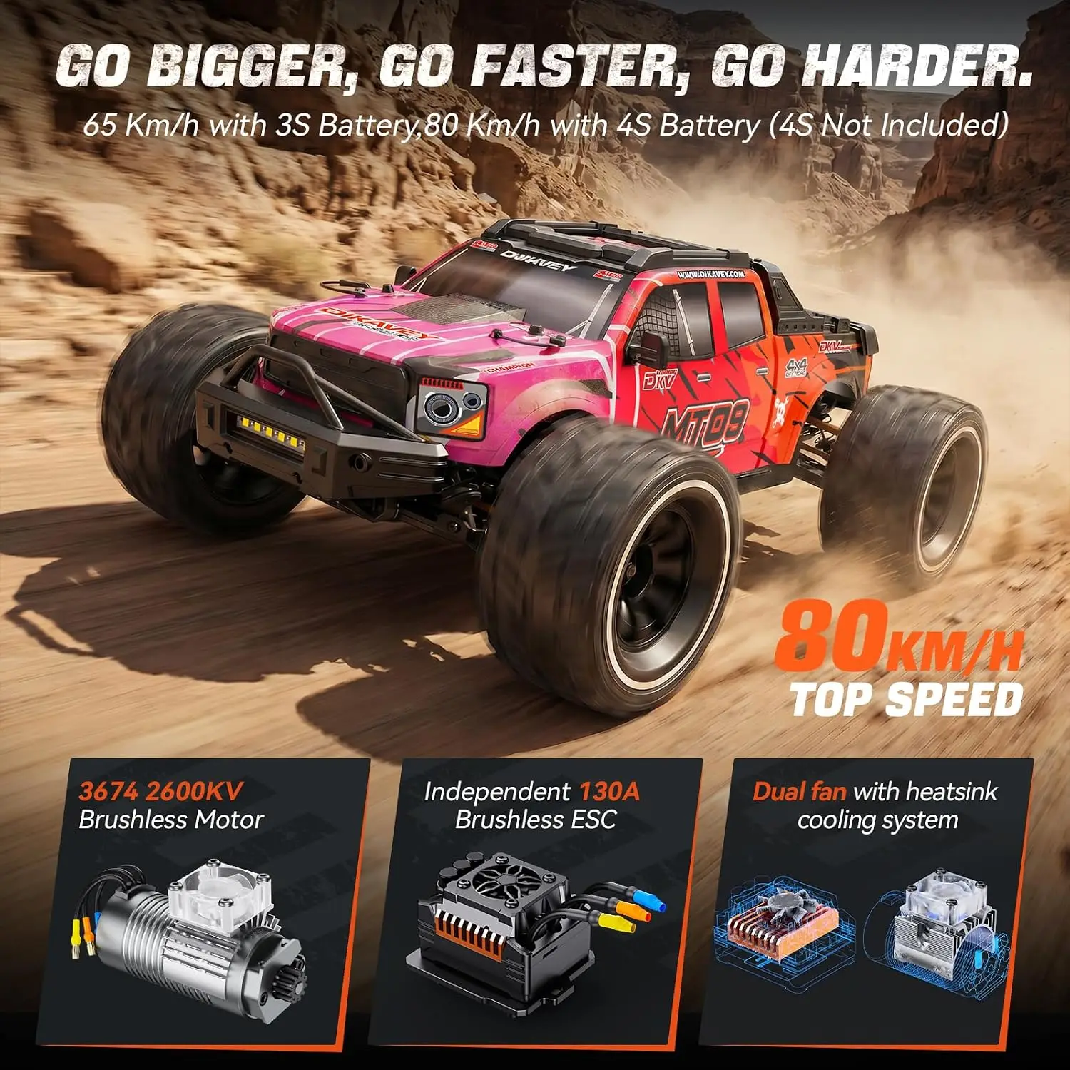 MT09 1/9 4WD Fırçasız RC Canav - Rc Truck Monster incelemesi ve fiyatı